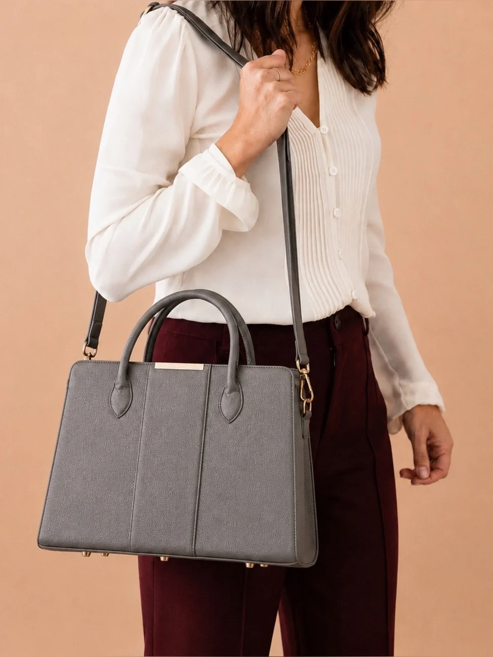 Shae New With Tags Acquisition Work Tote Grey with Gold Hardware STURDY